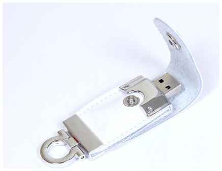 Centersuvenir.com Кожаная флешка брелок для нанесения логотипа (8 Гб / GB USB 2.0 Белый/White 209 VF- L3) 19848000037290