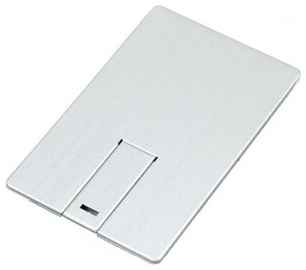 Раскладная металлическая флешка визитка кредитка для нанесения логотипа (16 Гб / GB USB 2.0 /Silver MetallCard2 Flash drive KR015)