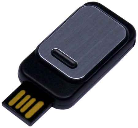 Пластиковая прямоугольная выдвижная флешка с металлической пластиной (32 Гб / GB USB 2.0 Черный/Black 045) 19848000054902