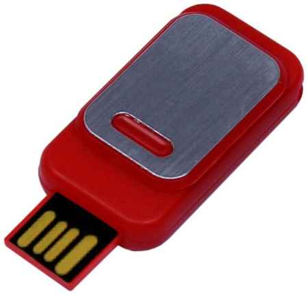 Пластиковая прямоугольная выдвижная флешка с металлической пластиной (32 Гб / GB USB 2.0 Красный/Red 045) 19848000054910
