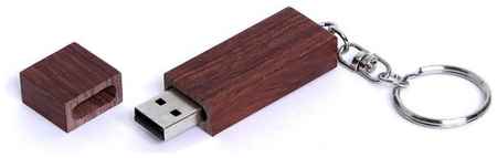 Прямоугольная деревянная флешка Woody с магнитным колпачком (128 Гб / GB USB 3.0 Красный/Red Wood2 Флеш-карта Прямоугольник) 19848000054913