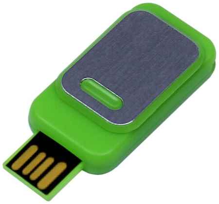 Пластиковая прямоугольная выдвижная флешка с металлической пластиной (32 Гб / GB USB 2.0 Зеленый/Green 045) 19848000054915