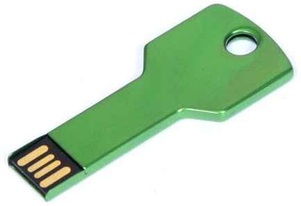 Металлическая флешка Ключ для нанесения логотипа (32 Гб / GB USB 2.0 Зеленый/Green KEY Flash drive модель 305 S) 19848000058399