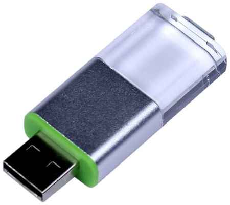 Пластиковая флешка с выдвижным механизмом и кристаллом (128 Гб / GB USB 2.0 Зеленый/Green cristal10) 19848000058426