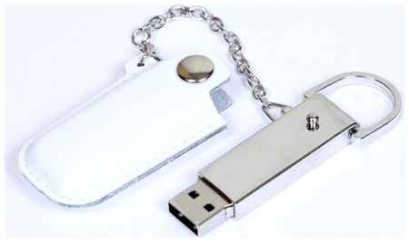Centersuvenir.com Массивная металлическая флешка с кожаным чехлом (8 Гб / GB USB 2.0 Белый/White 214 Кожаная флешка VF- L4) 19848000058588