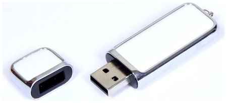 Компактная кожаная флешка для нанесения логотипа (128 Гб / GB USB 2.0 Белый/White 213 доступно нанесение) 19848000058977