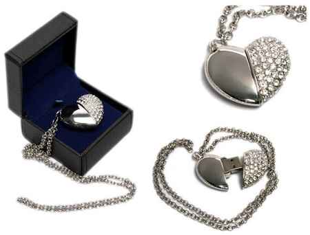 Подарочный набор флешка Сердце (128 Гб / GB USB 2.0 Серебро/Silver HEART_N8 Идея для оригинального подарка подруге на 8 марта) 19848000093212
