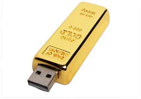 Centersuvenir.com Металлическая флешка в виде слитка золота (16 Гб / GB USB 2.0 Золотой/Gold Gold_bar Flash drive Для нанесения логотипа) 19848000099250
