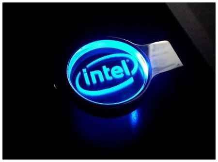 Стеклянная флешка с круглым кристаллом под гравировку 3D логотипа (64 Гб / GB USB 2.0 Синий/Blue Cristal-02 apexto UG002, LED LOGO) 19848000543411