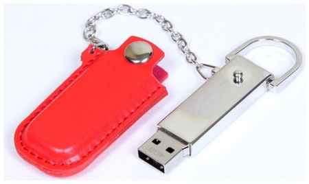 Массивная металлическая флешка с кожаным чехлом (64 Гб / GB USB 2.0 Красный/Red 214 флэш накопитель APEXTO U503E кожа) 19848000543476