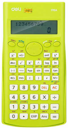 Калькулятор научный (ЕГЭ) Deli,12раз, LCD-диспл, пит от бат, зелен E1710A/GRN 19848018492539