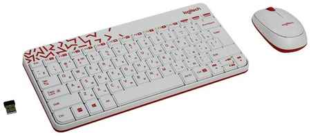 Комплект клавиатура + мышь Logitech MK240 Nano, white/red, английская/русская 19848020408921