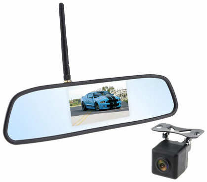 Беспроводная камера заднего вида с монитором 4.3 дюйма в зеркале MasterPark 705-WZ - камера и монитор заднего хода 19848023580159