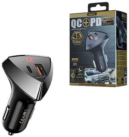 Автомобильное зарядное устройство (универсальное) USB/Type-C Remax RCC-232 (3A, QC, PD) (черное)