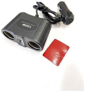 Автомобильный разветвитель прикуривателя Olesson 2-ой + 1 USB (1200mA) 100W с подсветкой и проводом
