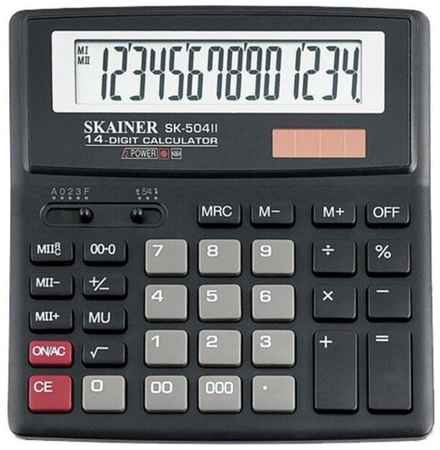 SKAINER Калькулятор настольный средний SKAINER SK-504II, 14 разрядов, двойное питание, двойная память, 156x157x32 мм, черный 19848046519769