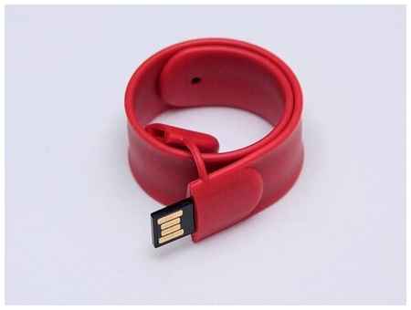 Centersuvenir.com Флешка в виде браслета (128 Гб / GB USB 2.0 Красный/Red SS001 Именной логотип) 19848048368670