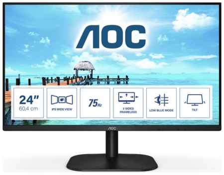 AOC Монитор LCD 23.8' [16:9] 1920х1080(FHD) IPS, nonGLARE, 250cd/m2, H178°/V178°, 1000:1, 20M:1, 16.7M, 4ms, VGA, HDMI, Tilt, 3Y