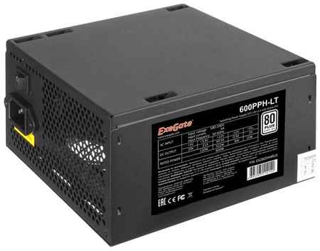 Блок питания 600W ExeGate 80 PLUS® 600PPH-LT-S (ATX, APFC, КПД 82% (80 PLUS)SC, 12cm fan, 24pin, 2x(4+4)pin, 2xPCI-E, 6xSATA, 3xIDE, кабель 220V с защитой от выдергивания, black, Color Box) EX282044RUS-S 19848055632599