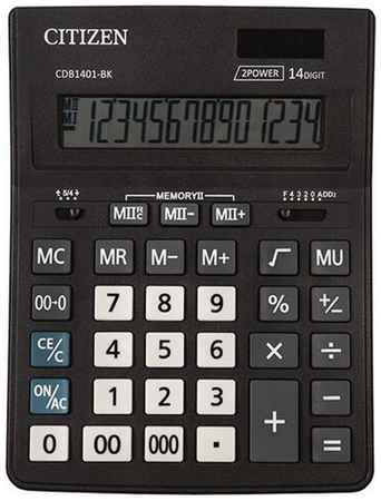 Калькулятор настольный CITIZEN BUSINESS LINE CDB1401BK (205x155 мм), 14 разрядов, двойное питание 19848061058709