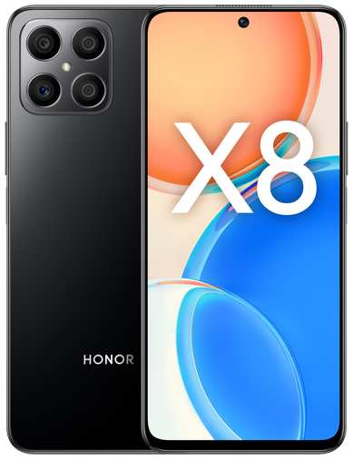 Смартфон HONOR X8 4G 6/128 ГБ RU, Dual nano SIM, полночный черный 19848094915574