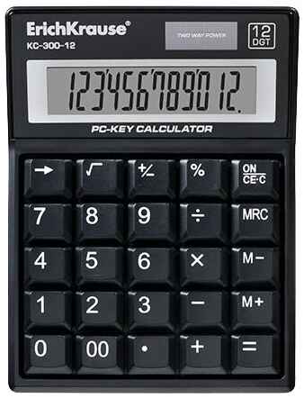 Калькулятор бухгалтерский ErichKrause KC-300-12, черный 19848098866128
