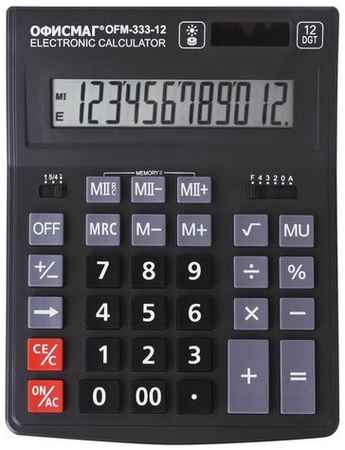 Комплект 3 шт, Калькулятор настольный офисмаг OFM-333 (200x154 мм) 12 разрядов, двойное питание, черный, 250462 19848103498470