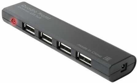 Комплект 3 шт, Хаб DEFENDER Quadro Promt, USB 2.0, 4 порта, порт для питания, черный, 83200 19848109944645