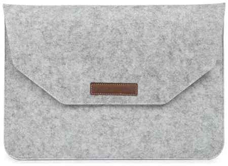 ZaMarket Универсальный чехол-конверт войлочный с липучкой для ноутбука 13-14 дюймов, размер 38-26-1 см, серый 19848110499727