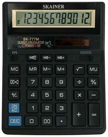 Калькулятор настольный большой SKAINER SK-777M, 12 разрядов, двойное питание, двойная память, 157x200x32 мм, черный 19848135659347