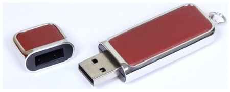 Компактная кожаная флешка для нанесения логотипа (128 Гб / GB USB 2.0 Коричневый/Brown 213 доступно нанесение) 19848137579255