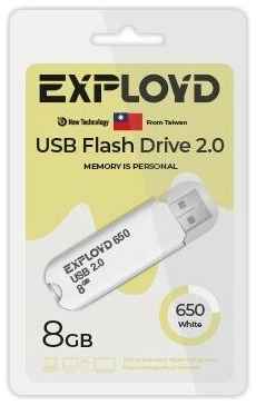 Флешка USB 2.0 Exployd 8 ГБ 650 ( EX-8GB-650-White ) 19848140490013