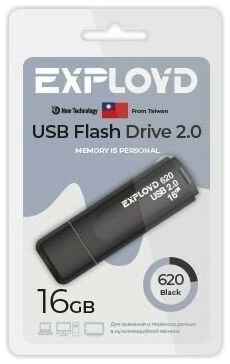 Флешка USB 2.0 Exployd 16 ГБ 620 ( EX-16GB-620-Black ) 19848140490019
