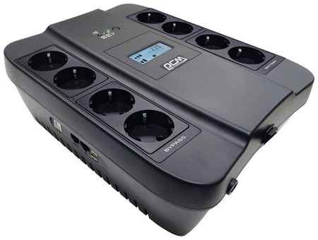 Powercom Back-UPS SPIDER, Line-Interactive, LCD, AVR, 750VA/450W, 8xSchuko outlets (4 surge & 4 batt), USB, black (1456261) 19848142301210