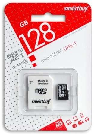 Карта памяти Micro SD Smartbuy 128GB Class10 90MB/s (SB128GBSDCL10-01) + SD adapter 19848151934905