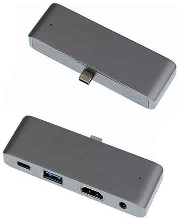 DAFEI USB-концентратор (адаптер, переходник) Aluminum Type-C 4 в 1 (Gray) для MacBook 13 19848165892322