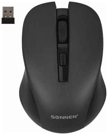 Мышь беспроводная с бесшумным кликом SONNEN V18, USB, 800/1200/1600 dpi, 4 кнопки, черная, 513514 (арт. 513514) 19848173891694