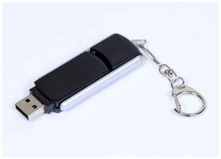 Выдвижная прямоугольная пластиковая флешка для нанесения логотипа (128 Гб / GB USB 2.0 Черный/Black 040) 19848195379933