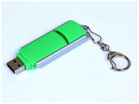 Выдвижная прямоугольная пластиковая флешка для нанесения логотипа (128 Гб / GB USB 2.0 Зеленый/Green 040) 19848195379958