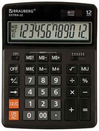 Комплект 30 шт, Калькулятор настольный BRAUBERG EXTRA-12-BK (206x155 мм), 12 разрядов, двойное питание, черный, 250481 19848198680425