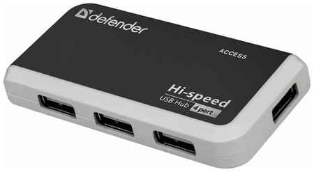 Хаб DEFENDER QUADRO INFIX, USB 2.0, 4 порта, порт для питания, 83504 19848203612146