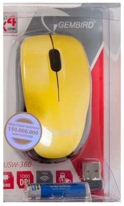 Мышь Gembird MUSW-360-LM USB, черно-желтая MUSW-360-LM 19848208488027