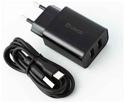 Unico/Сетевое зарядное устройство с двумя портами 2 USB 2,4А, адаптер для зарядки, зарядка для телефона, айфона и другой техники 19848229772350