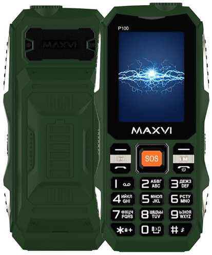 Телефон MAXVI P100, 2 SIM, зелeный