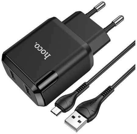 Зарядное устройство HOCO N7 Speedy 2*USB + Кабель USB-Micro, 2.1A