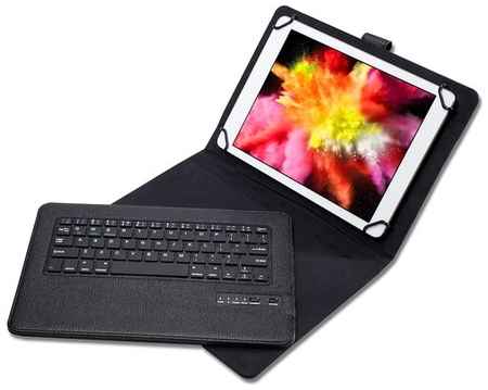 Чехол-клавиатура MyPads для планшетов с диагональю 9.6/ 9.7/ 10.1/ 10.2/ 10.5/ 10.8 дюйма съёмная беспроводная Bluetooth в комплекте c кожаным че