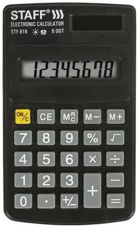 Калькулятор карманный STAFF STF-818 (102×62 мм), 8 разрядов, двойное питание 19848276010773