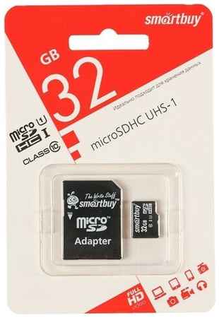 Карта памяти Smartbuy microSD, 32 Гб, SDHC, UHS-I, класс 10, с адаптером SD 19848279434354