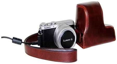 Защитный чехол-сумка-футляр MyPads для фотоаппарата Panasonic Lumix DMC-GM1/ GM2/ GM5 противоударный усиленный легкий из качественной кожи темно