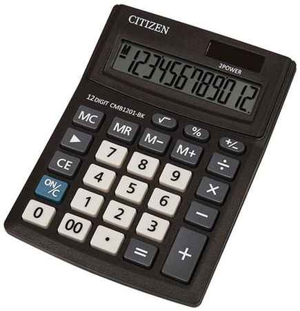 Калькулятор настольный Citizen Business Line CMB, 12 разр, двойное питание, 100*136*32мм, черный CMB1201-BK 19848284032526